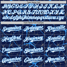 Laden Sie das Bild in den Galerie-Viewer, Custom Navy White-Electric Blue 3D Pattern Design Abstract Network Authentic Baseball Jersey
