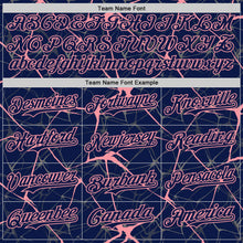 Laden Sie das Bild in den Galerie-Viewer, Custom Navy Medium Pink 3D Pattern Design Abstract Network Authentic Baseball Jersey
