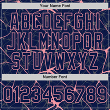 Laden Sie das Bild in den Galerie-Viewer, Custom Navy Medium Pink 3D Pattern Design Abstract Network Authentic Baseball Jersey
