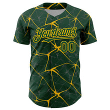 Charger l'image dans la galerie, Custom Green Yellow 3D Pattern Design Abstract Network Authentic Baseball Jersey
