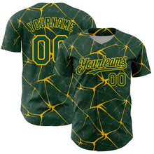 Charger l'image dans la galerie, Custom Green Yellow 3D Pattern Design Abstract Network Authentic Baseball Jersey
