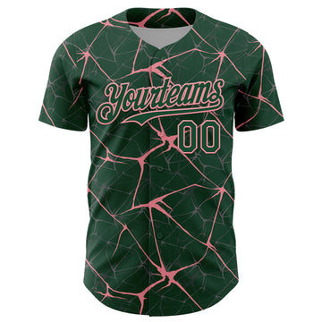 Custom Green Medium Pink 3D Pattern Design Abstract Network Authentic Baseball Jersey