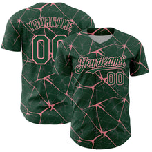 Load image into Gallery viewer, Custom Green Medium Pink 3D Pattern Design Abstract Network Authentic Baseball Jersey

