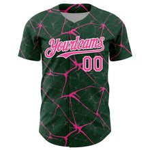 Load image into Gallery viewer, Custom Green Pink-White 3D Pattern Design Abstract Network Authentic Baseball Jersey

