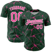 Load image into Gallery viewer, Custom Green Pink-White 3D Pattern Design Abstract Network Authentic Baseball Jersey
