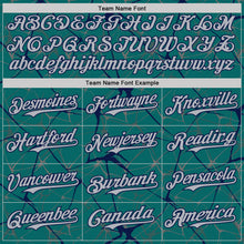 Load image into Gallery viewer, Custom Teal Gray-Navy 3D Pattern Design Abstract Network Authentic Baseball Jersey
