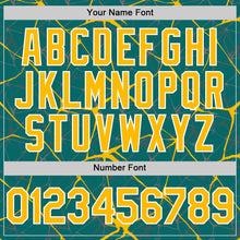 Load image into Gallery viewer, Custom Teal Gold-White 3D Pattern Design Abstract Network Authentic Baseball Jersey
