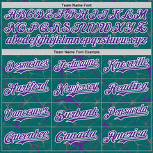 Load image into Gallery viewer, Custom Teal Purple-White 3D Pattern Design Abstract Network Authentic Baseball Jersey
