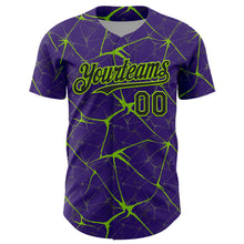 Charger l'image dans la galerie, Custom Purple Black-Neon Green 3D Pattern Design Abstract Network Authentic Baseball Jersey
