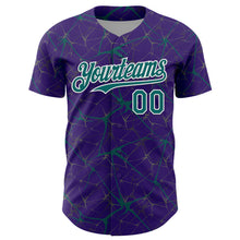Загрузить изображение в средство просмотра галереи, Custom Purple Teal-White 3D Pattern Design Abstract Network Authentic Baseball Jersey
