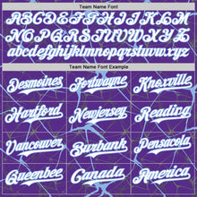 Load image into Gallery viewer, Custom Purple White-Light Blue 3D Pattern Design Abstract Network Authentic Baseball Jersey
