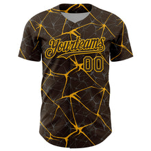 Загрузить изображение в средство просмотра галереи, Custom Brown Gold 3D Pattern Design Abstract Network Authentic Baseball Jersey
