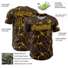 Загрузить изображение в средство просмотра галереи, Custom Brown Gold 3D Pattern Design Abstract Network Authentic Baseball Jersey
