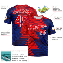 Load image into Gallery viewer, Custom Fire Red Blue-White 3D Pattern Zigzag Lineal Performance T-Shirt
