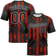 Charger l'image dans la galerie, Custom Red Black-Gray 3D Pattern Vintage Vertical Stripe Fantasy Performance T-Shirt
