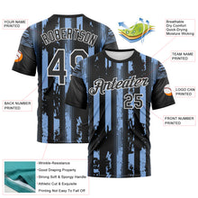 Load image into Gallery viewer, Custom Light Blue Black-White 3D Pattern Vintage Vertical Stripe Fantasy Performance T-Shirt
