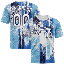 Load image into Gallery viewer, Custom Navy White Sky Blue-Light Blue 3D Pattern Concept Grunge Fantasy Performance T-Shirt
