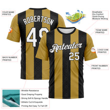 Load image into Gallery viewer, Custom Old Gold White-Black 3D Pattern Vertical Stripe Geometric Performance T-Shirt
