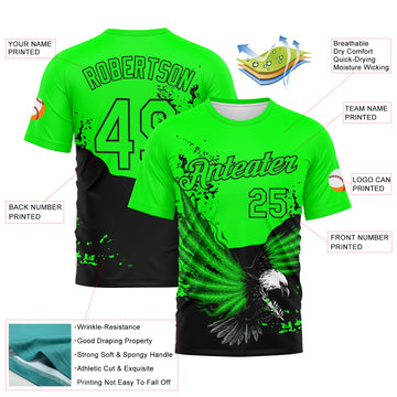 Custom Aurora Green-Black 3D Pattern Aguila Eagle Performance T-Shirt