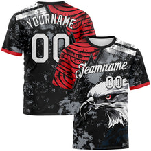 Загрузить изображение в средство просмотра галереи, Custom Red White-Black 3D Pattern Aguila Eagle Grunge Style Performance T-Shirt
