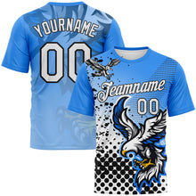 Load image into Gallery viewer, Custom Sky Blue White-Black 3D Pattern Aguila Eagle Performance T-Shirt

