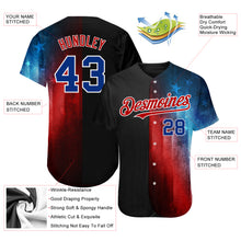 Загрузить изображение в средство просмотра галереи, Custom Black Royal-Red 3D American Flag Fashion Authentic Baseball Jersey
