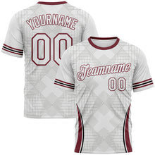 Charger l'image dans la galerie, Custom White-Burgundy 3D Pattern Geometric Retro Athletic Performance T-Shirt
