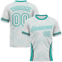 Laden Sie das Bild in den Galerie-Viewer, Custom White-Aqua 3D Pattern Geometric Retro Athletic Performance T-Shirt

