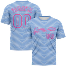 Charger l'image dans la galerie, Custom Light Blue-Pink 3D Pattern Geometric Chevron Texture Performance T-Shirt
