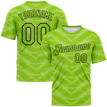 Load image into Gallery viewer, Custom Neon Green-Black 3D Pattern Geometric Chevron Texture Performance T-Shirt
