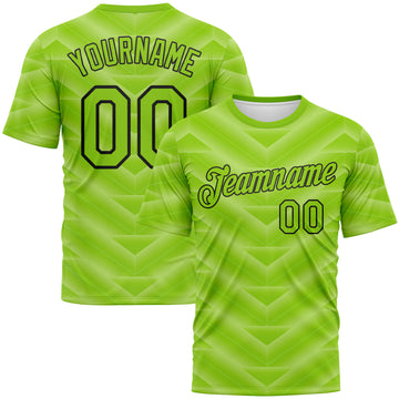 Custom Neon Green-Black 3D Pattern Geometric Chevron Texture Performance T-Shirt