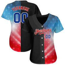Загрузить изображение в средство просмотра галереи, Custom Black Royal-Red 3D American Flag Fashion Authentic Baseball Jersey
