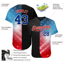Загрузить изображение в средство просмотра галереи, Custom Black Royal-Red 3D American Flag Fashion Authentic Baseball Jersey
