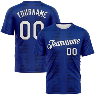 Custom Royal White-Navy 3D Pattern Retro Geometric Performance T-Shirt