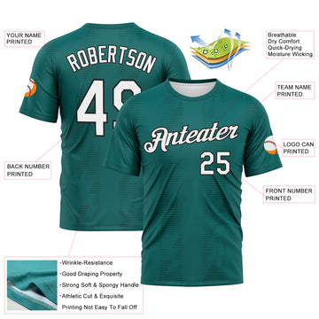 Custom Teal White Midnight Green-Black 3D Pattern Retro Geometric Performance T-Shirt