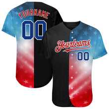 Загрузить изображение в средство просмотра галереи, Custom Black Royal-Red 3D American Flag Fashion Authentic Baseball Jersey
