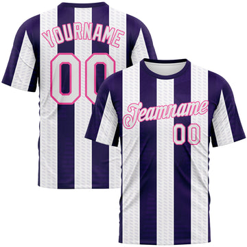 Custom Purple White-Pink 3D Pattern Vertical Stripe Vintage Style Performance T-Shirt