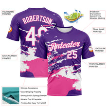 Laden Sie das Bild in den Galerie-Viewer, Custom Purple White-Pink 3D Pattern Splash Performance T-Shirt
