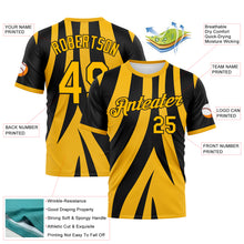 Load image into Gallery viewer, Custom Black-Gold 3D Pattern Jagged Stripe Abstract Geometric Performance T-Shirt
