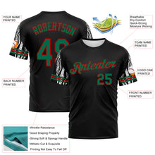 Load image into Gallery viewer, Custom Black Kelly Green-Red 3D Pattern Zebra Performance T-Shirt

