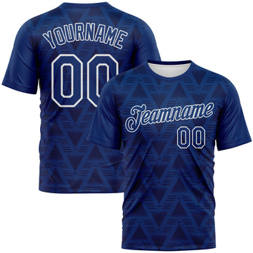 Custom US Navy Blue Navy-White 3D Pattern Geometric Diamond Performance T-Shirt
