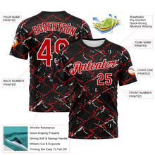 Загрузить изображение в средство просмотра галереи, Custom Black Red-White 3D Pattern Chain Link Cracked Performance T-Shirt
