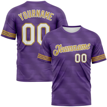 Custom Purple White-Old Gold 3D Pattern Phantom Subtle Grid Performance T-Shirt