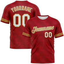 Charger l'image dans la galerie, Custom Red White-Old Gold 3D Pattern Phantom Subtle Grid Performance T-Shirt
