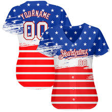 Laden Sie das Bild in den Galerie-Viewer, Custom Royal White-Red 3D American Flag Fashion Authentic Baseball Jersey
