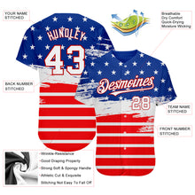 Laden Sie das Bild in den Galerie-Viewer, Custom Royal White-Red 3D American Flag Fashion Authentic Baseball Jersey
