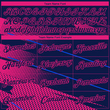 Load image into Gallery viewer, Custom Navy-Hot Pink 3D Pattern Diagonal Stripe Halftone Performance T-Shirt
