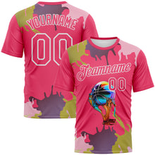 Load image into Gallery viewer, Custom Neon Pink-White 3D Pattern Paint Splash Basketball Graffiti Style Performance T-Shirt
