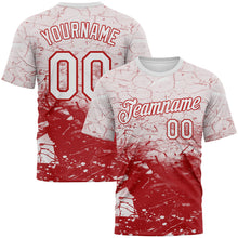 Load image into Gallery viewer, Custom White-Red 3D Pattern Cracked Ink Grunge Jazz Style Performance T-Shirt

