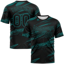 Load image into Gallery viewer, Custom Black-Teal 3D Pattern Lava Splash Ink Wash Performance T-Shirt
